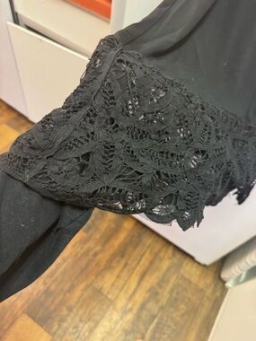 BCBGMaxAzria Black Lace-Trim Top